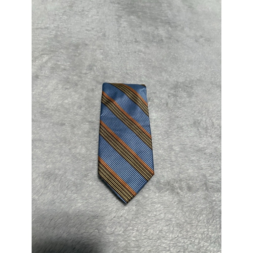 Robert Talbott Men's Blue Yellow Striped Silk Neck Tie